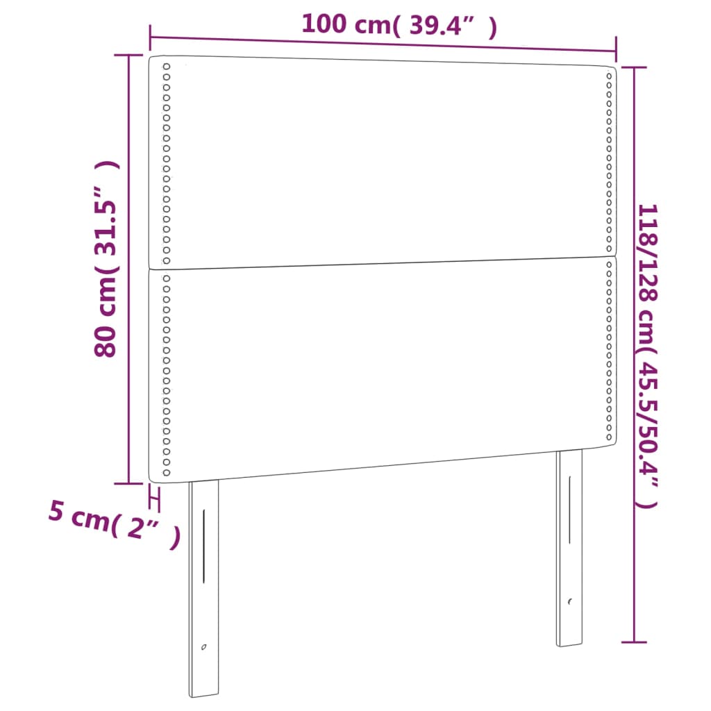 Kopfteile 2 Stk. Grau 100x5x78/88 cm Kunstleder