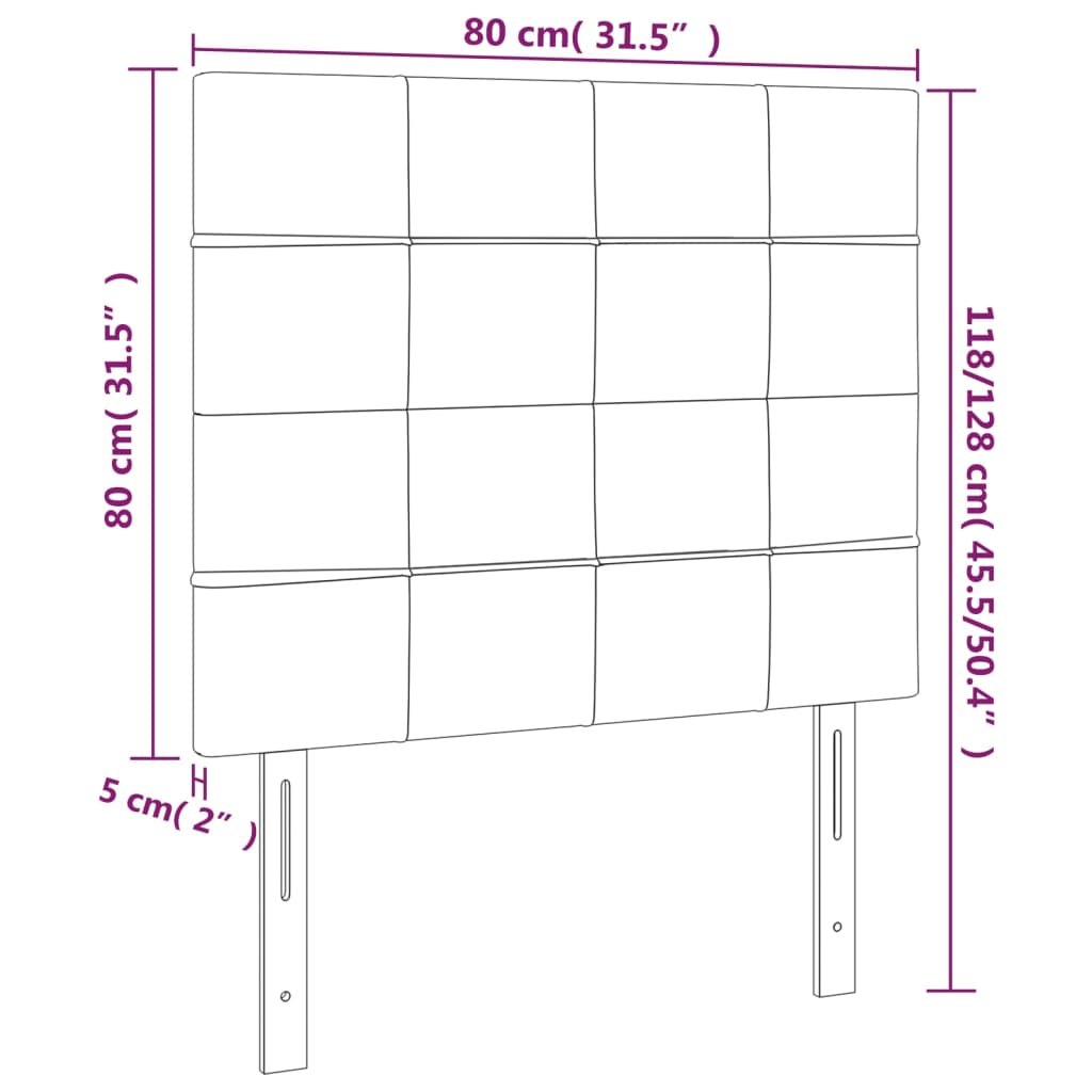 Kopfteile 2 Stk. Schwarz 80x5x78/88 cm Stoff