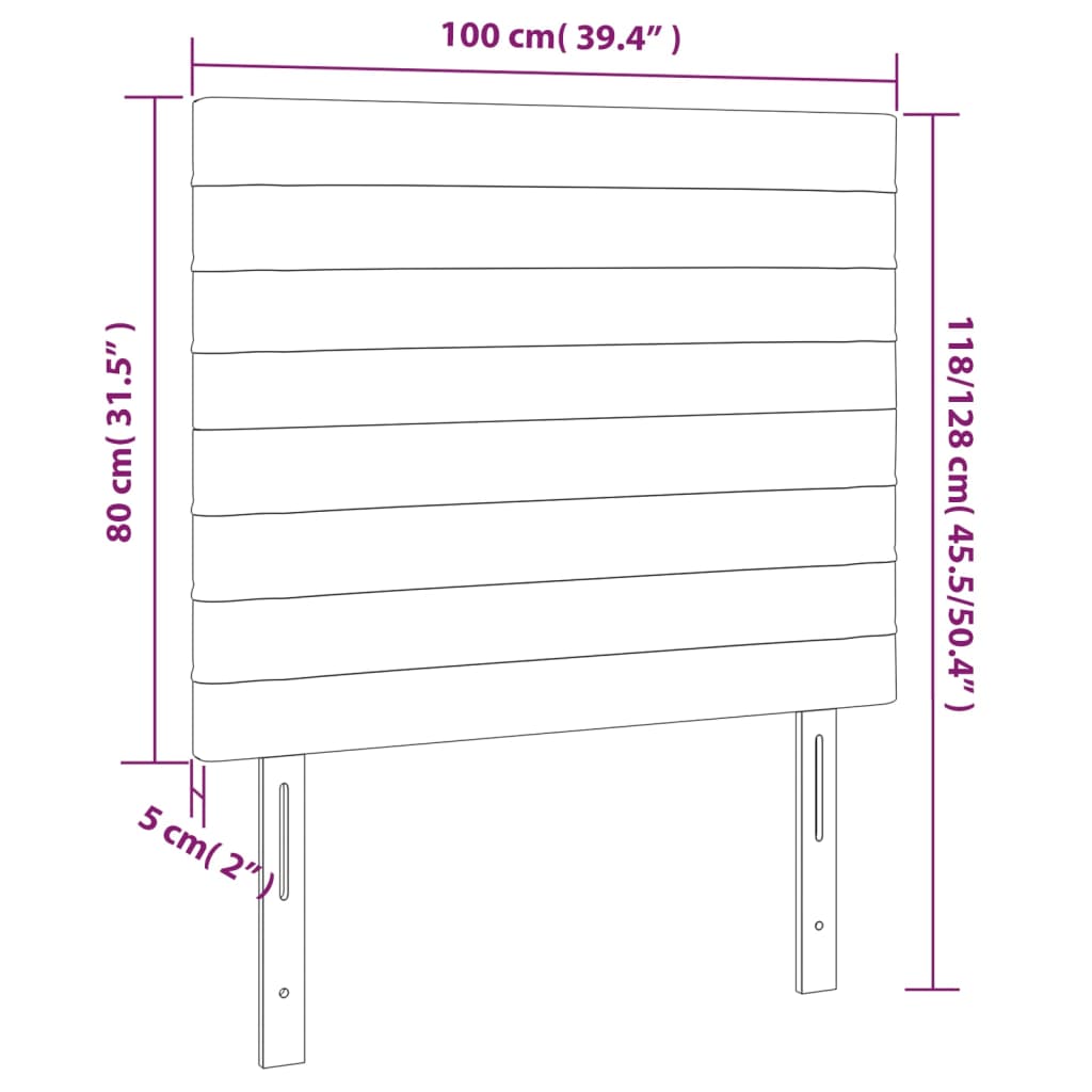 Kopfteile 2 Stk. Hellgrau 100x5x78/88 cm Stoff