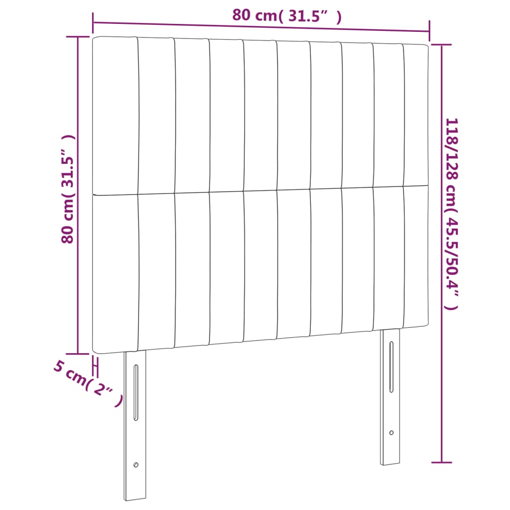 Kopfteile 2 Stk. Rosa 80x5x78/88 cm Samt