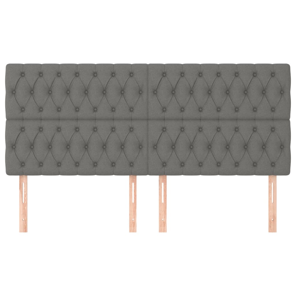 Kopfteile 4 Stk. Dunkelgrau 100x7x78/88 cm Stoff