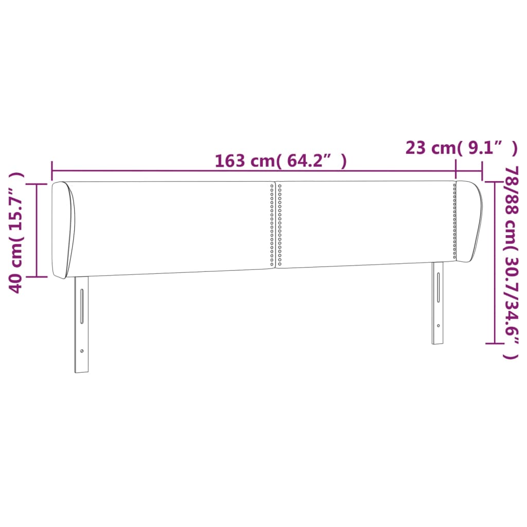 Kopfteil mit Ohren Creme 163x23x78/88 cm Kunstleder