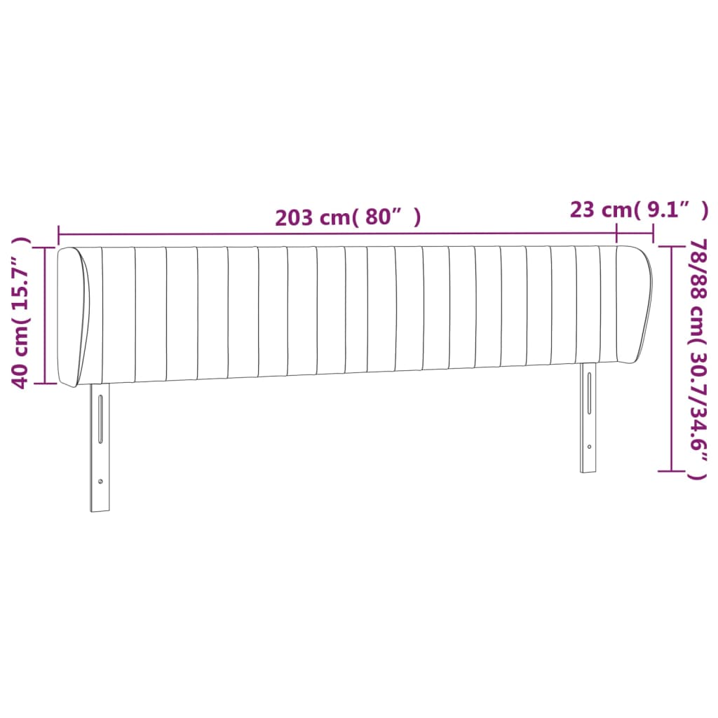 Kopfteil mit Ohren Rosa 203x23x78/88 cm Samt