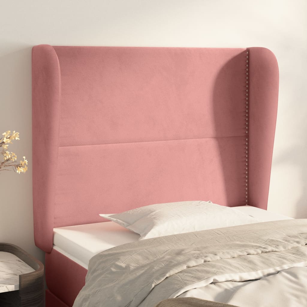 Kopfteil mit Ohren Rosa 103x23x118/128 cm Samt