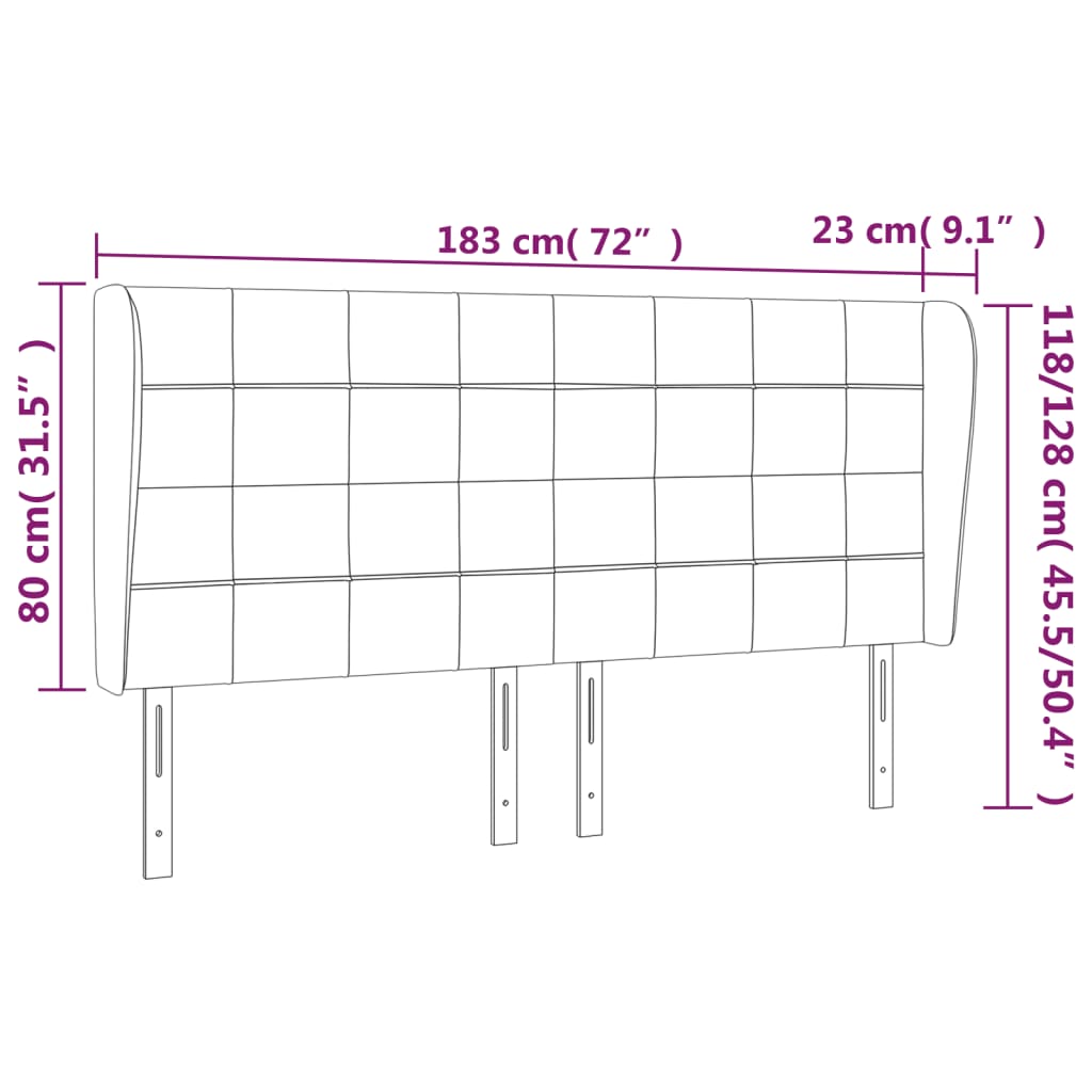 Kopfteil mit Ohren Dunkelgrau 183x23x118/128 cm Stoff