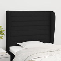 Thumbnail for Kopfteil mit Ohren Schwarz 103x23x118/128 cm Stoff
