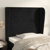 Thumbnail for Kopfteil mit Ohren Schwarz 83x23x118/128 cm Samt