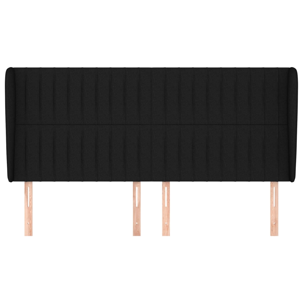 Kopfteil mit Ohren Schwarz 163x23x118/128 cm Stoff