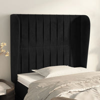 Thumbnail for Kopfteil mit Ohren Schwarz 93x23x118/128 cm Samt