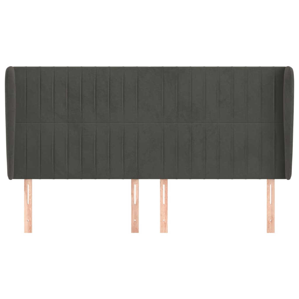 Kopfteil mit Ohren Dunkelgrau 163x23x118/128 cm Samt