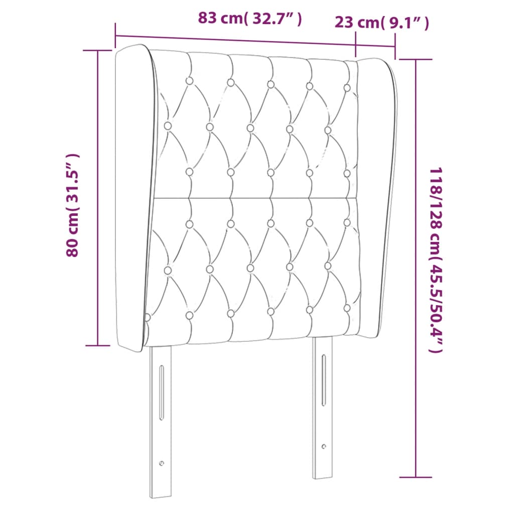 Kopfteil mit Ohren Hellgrau 83x23x118/128 cm Stoff