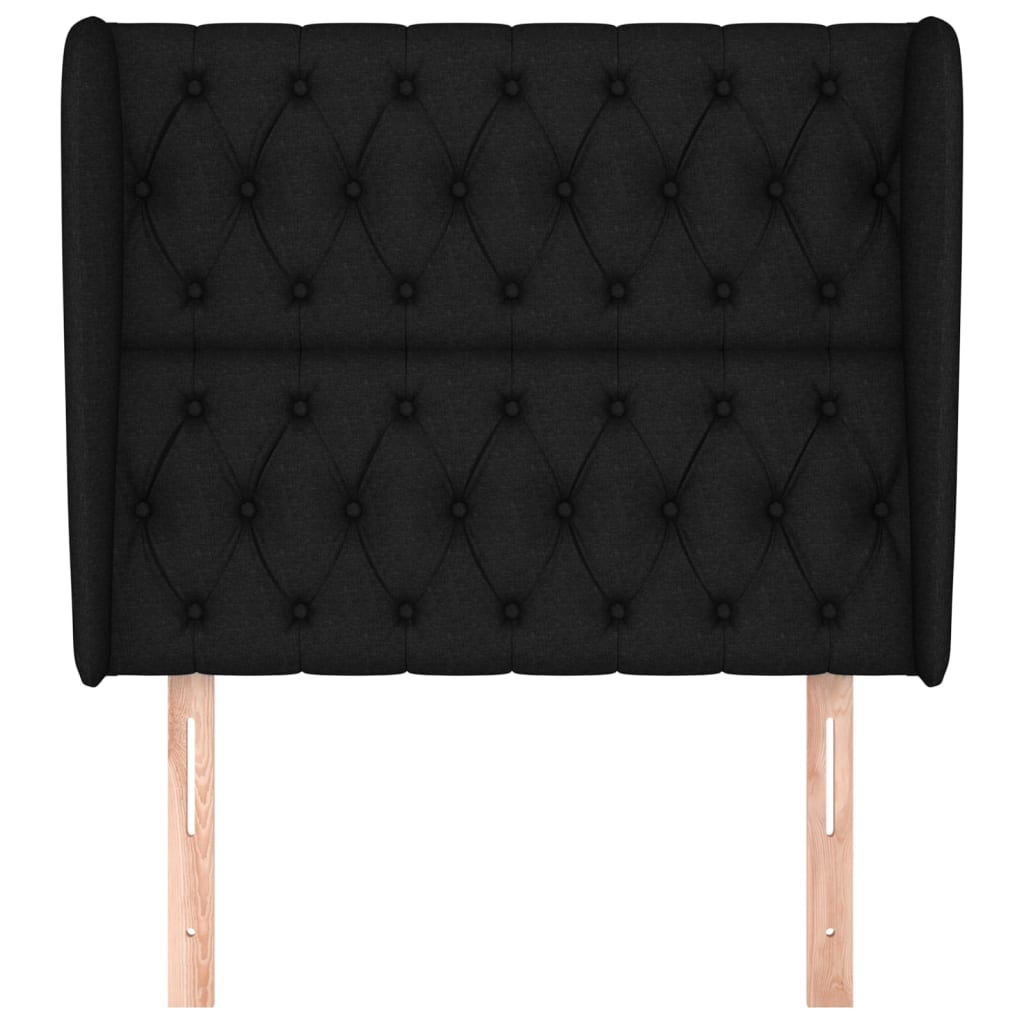 Kopfteil mit Ohren Schwarz 93x23x118/128 cm Stoff