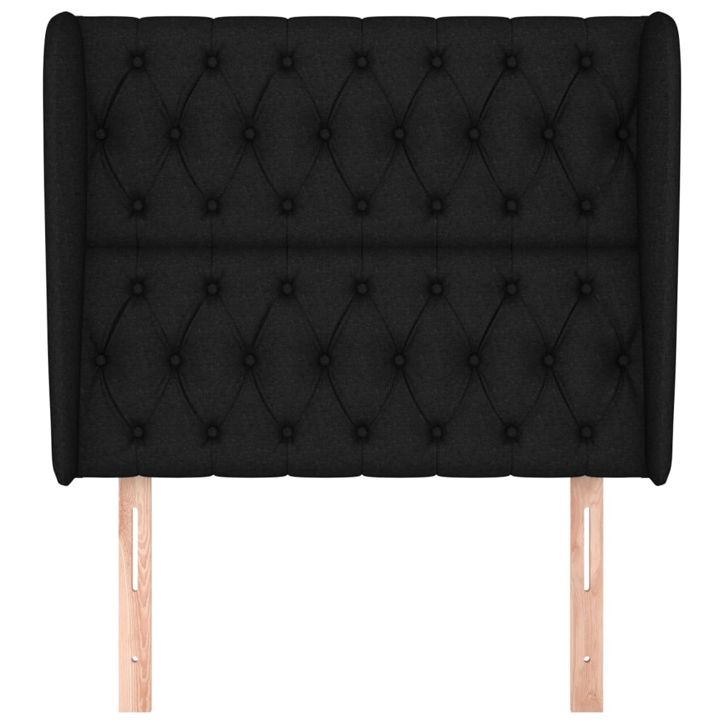 Kopfteil mit Ohren Schwarz 103x23x118/128 cm Stoff