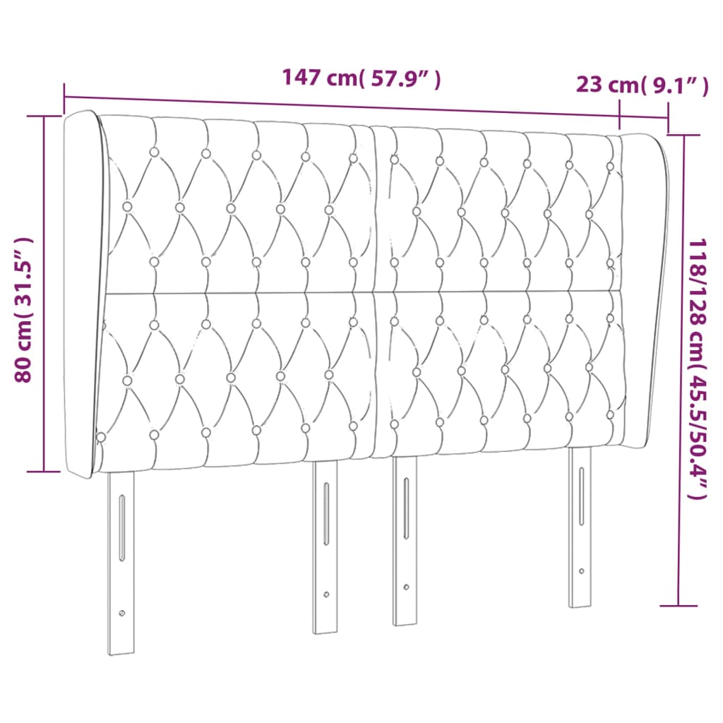 Kopfteil mit Ohren Dunkelgrau 147x23x118/128 cm Stoff