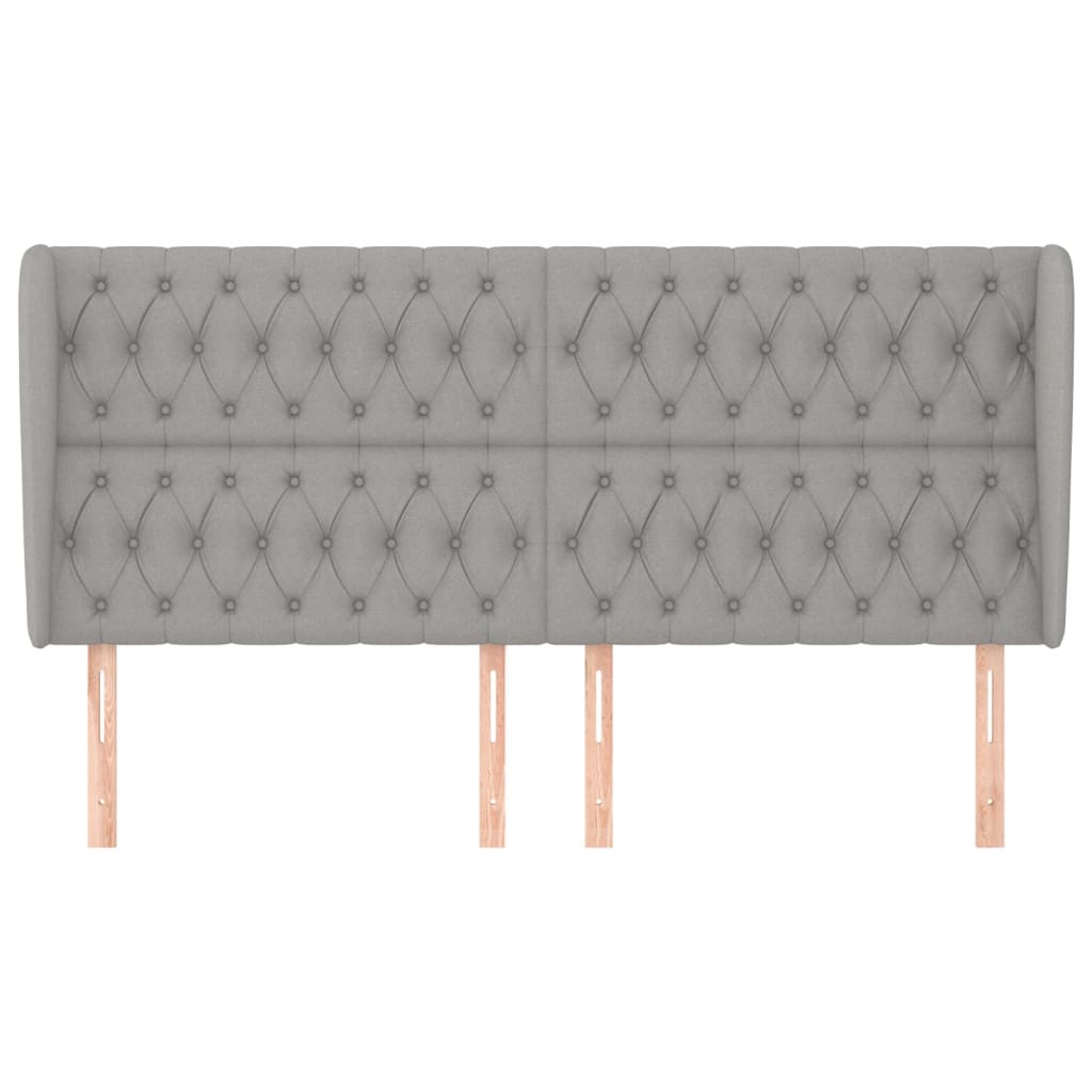 Kopfteil mit Ohren Hellgrau 203x23x118/128 cm Stoff