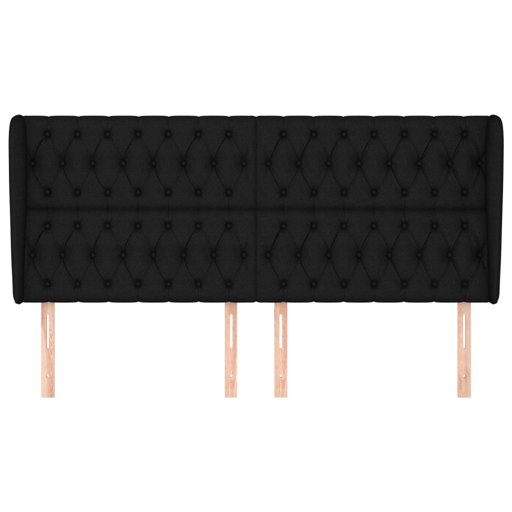 Kopfteil mit Ohren Schwarz 203x23x118/128 cm Stoff