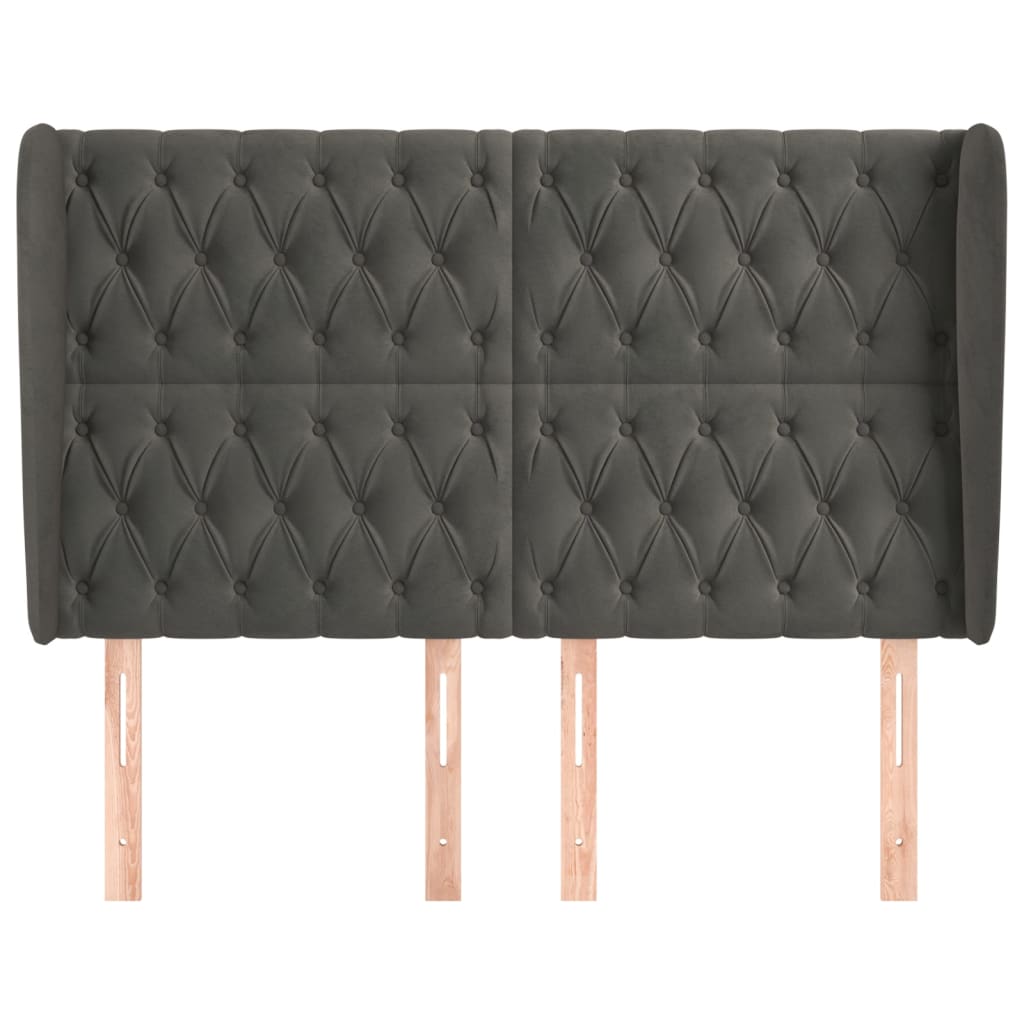 Kopfteil mit Ohren Dunkelgrau 147x23x118/128 cm Samt