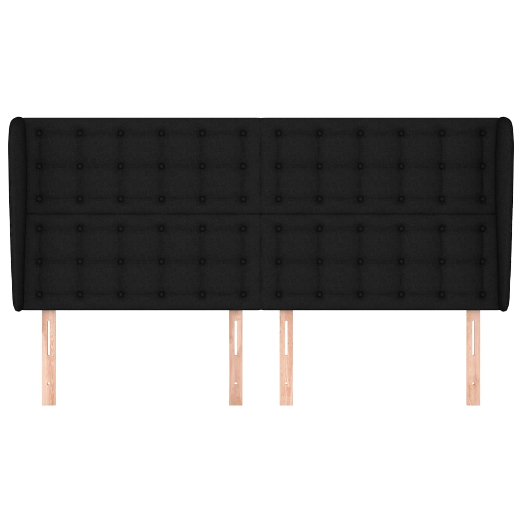 Kopfteil mit Ohren Schwarz 163x23x118/128 cm Stoff