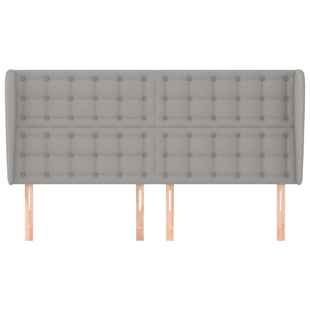 Kopfteil mit Ohren Hellgrau 183x23x118/128 cm Stoff