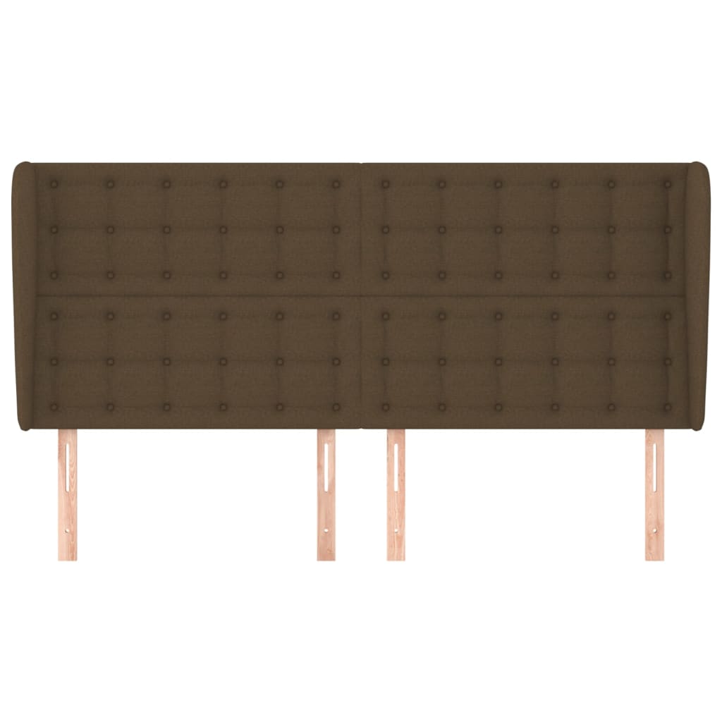 Kopfteil mit Ohren Dunkelbraun 203x23x118/128 cm Stoff