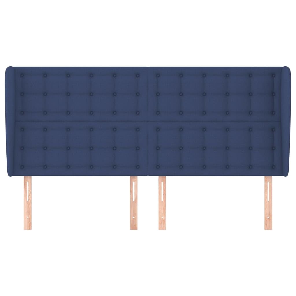 Kopfteil mit Ohren Blau 203x23x118/128 cm Stoff