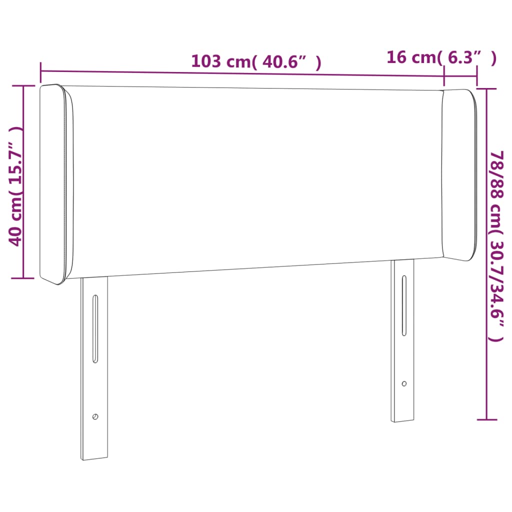 Kopfteil mit Ohren Creme 103x16x78/88 cm Kunstleder