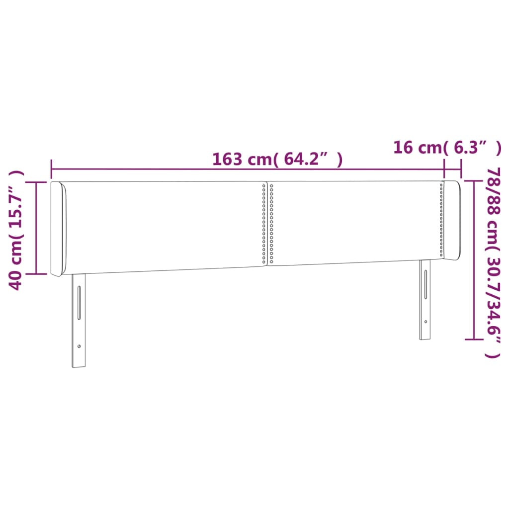 Kopfteil mit Ohren Creme 163x16x78/88 cm Kunstleder