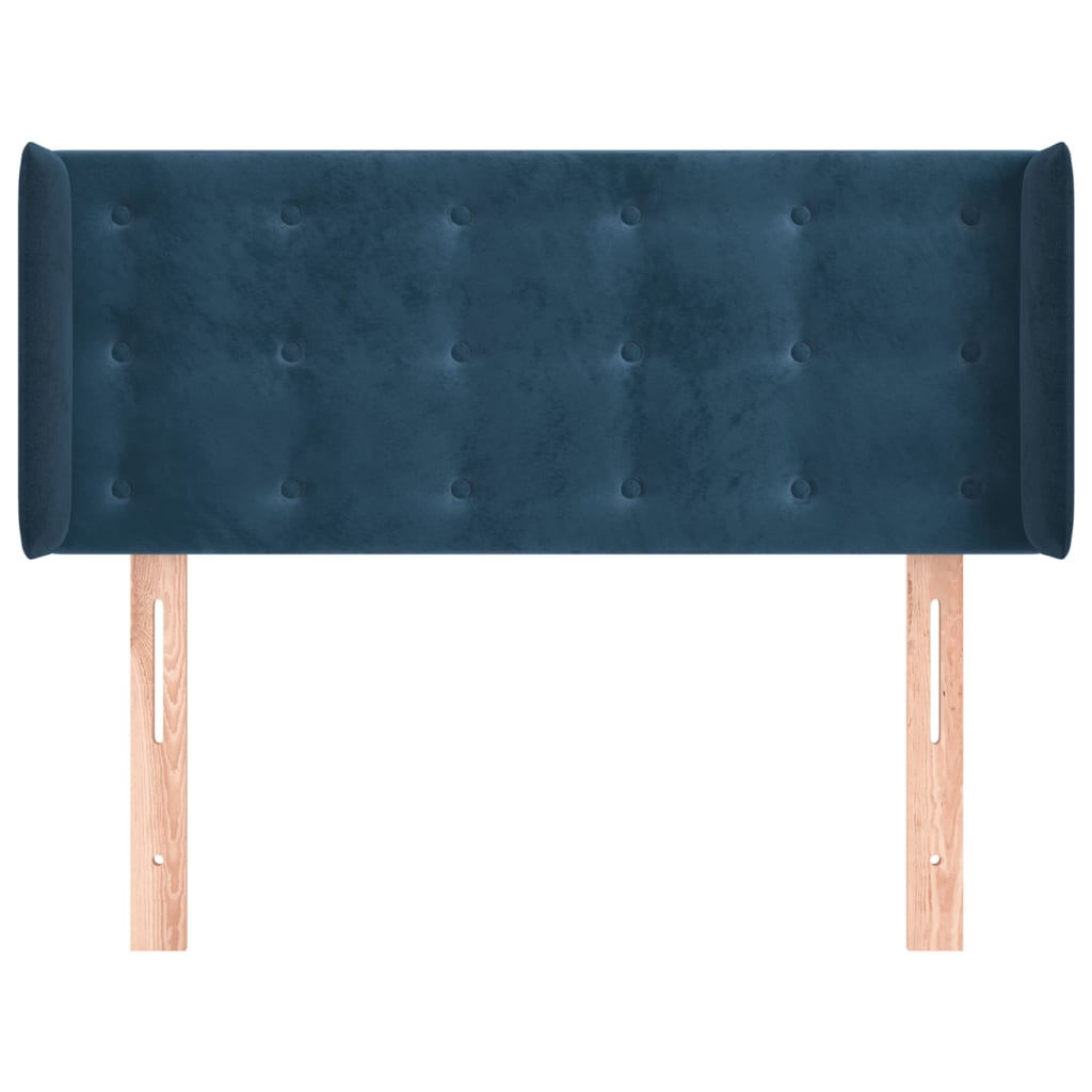 Kopfteil mit Ohren Dunkelblau 93x16x78/88 cm Samt