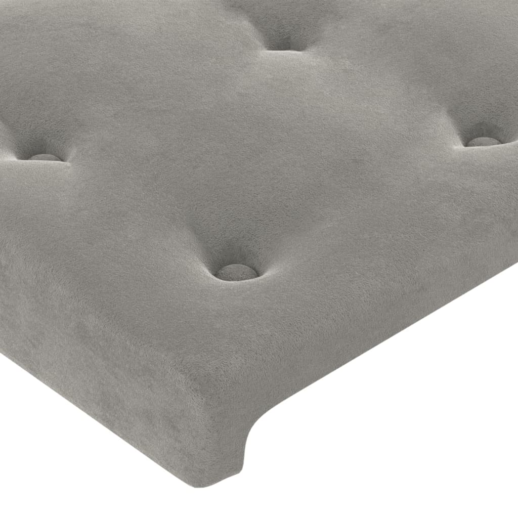 Kopfteil mit Ohren Hellgrau 203x16x78/88 cm Samt