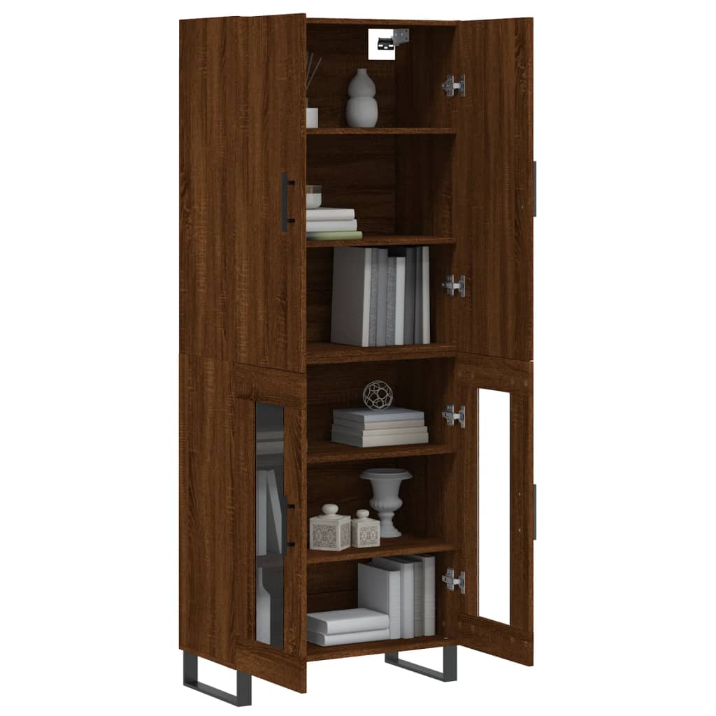 Highboard Braun Eichen-Optik 69,5x34x180 cm Holzwerkstoff