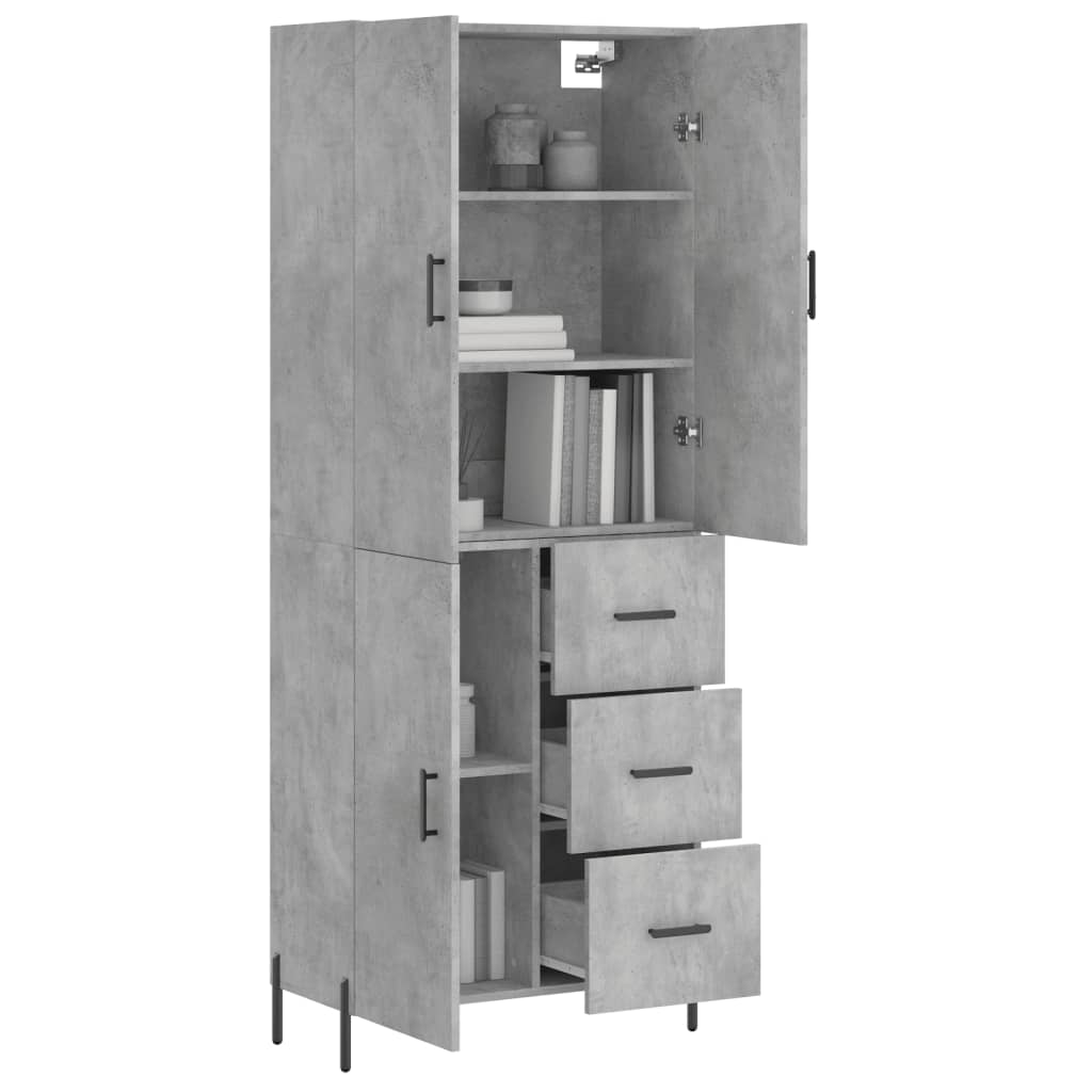 Highboard Betongrau 69,5x34x180 cm Holzwerkstoff