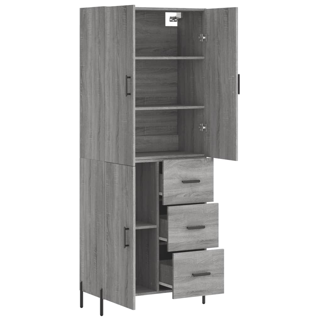 Highboard Grau Sonoma 69,5x34x180 cm Holzwerkstoff