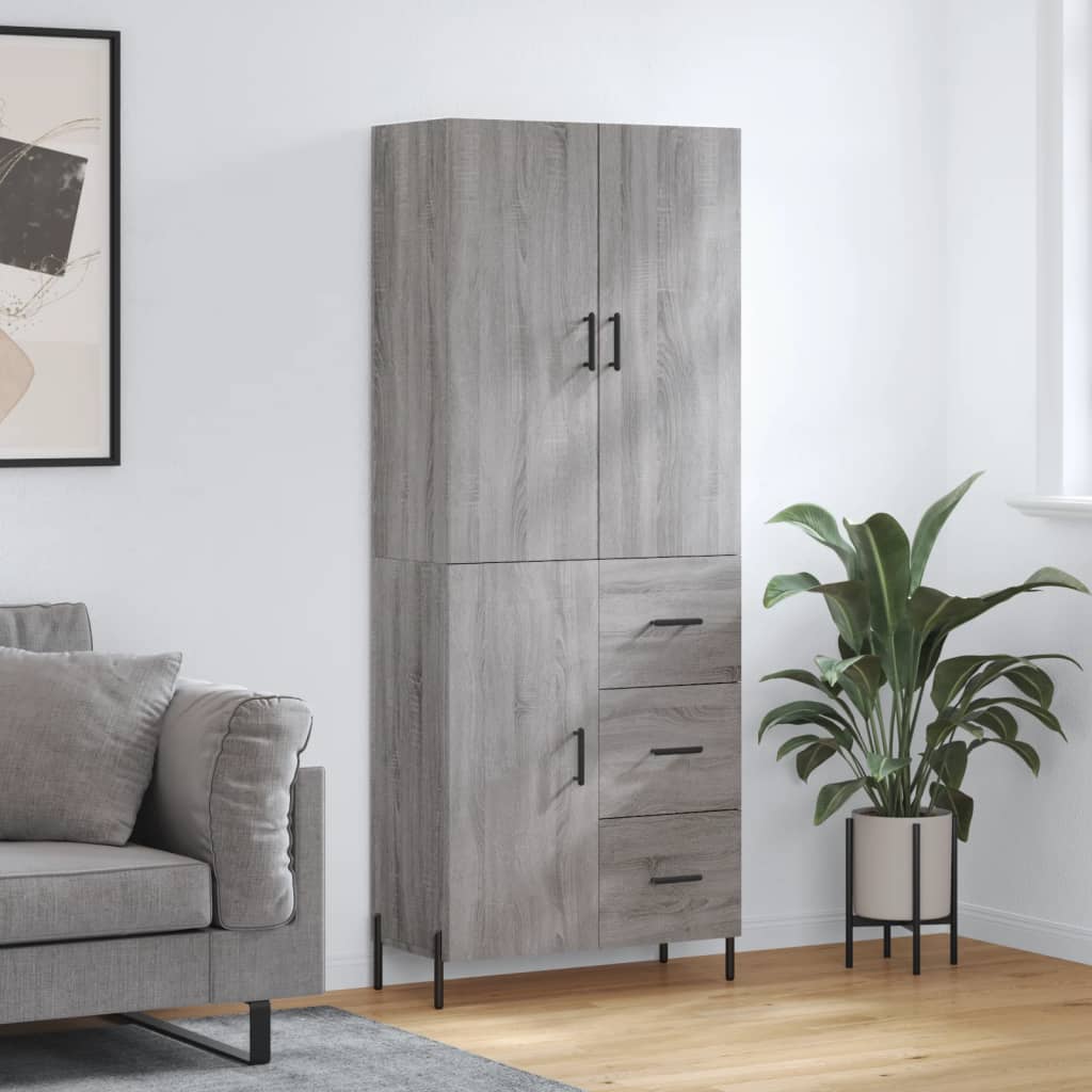 Highboard Grau Sonoma 69,5x34x180 cm Holzwerkstoff