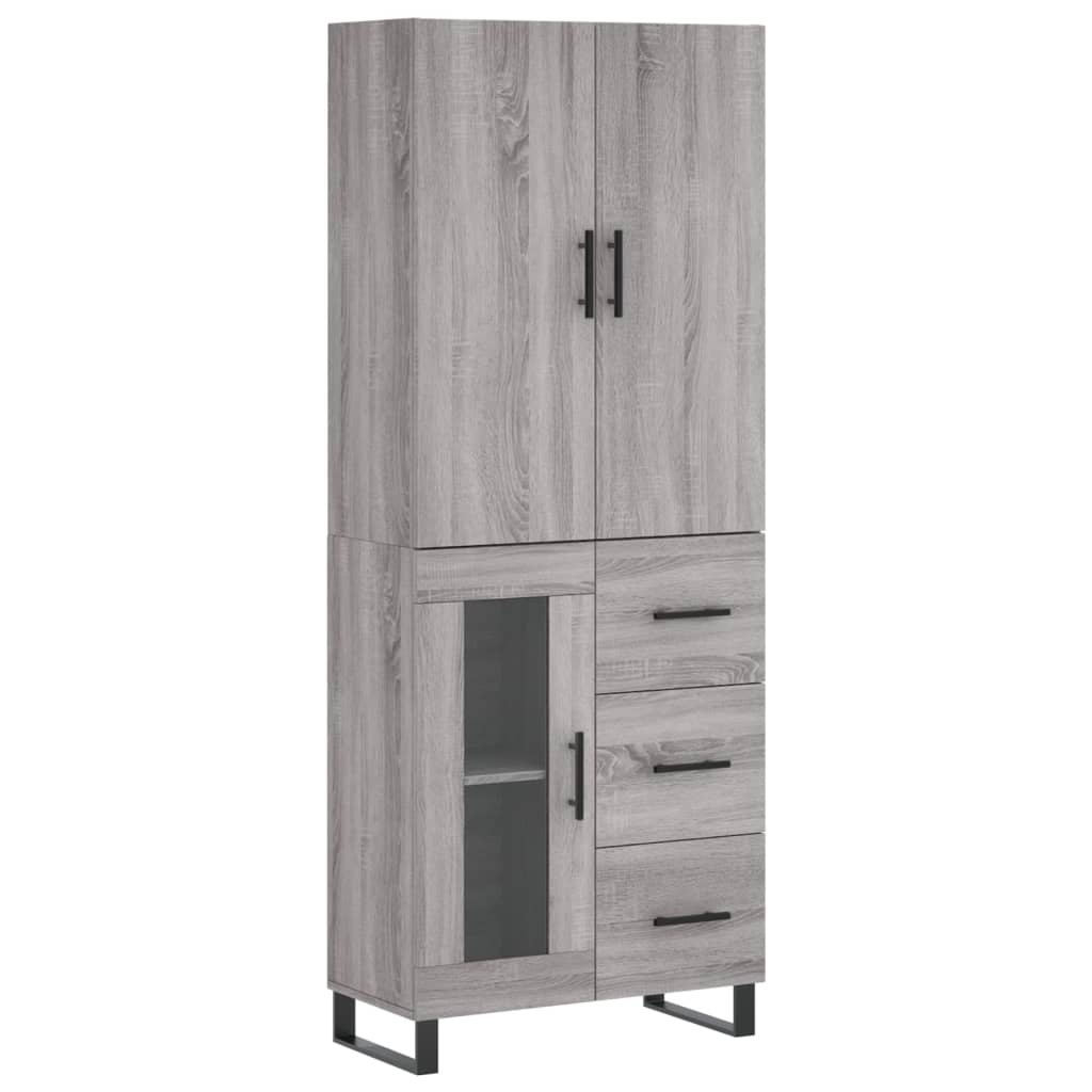 Highboard Grau Sonoma 69,5x34x180 cm Holzwerkstoff