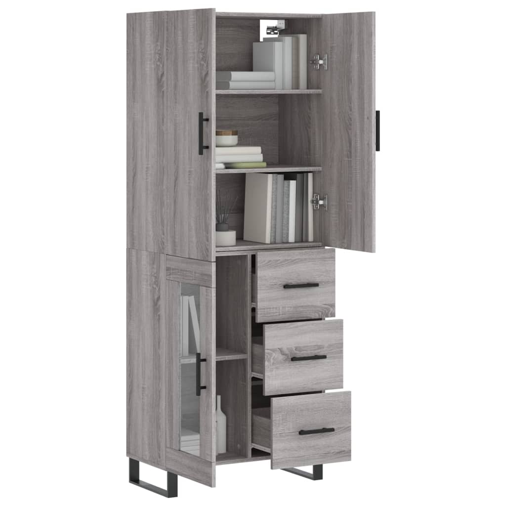 Highboard Grau Sonoma 69,5x34x180 cm Holzwerkstoff