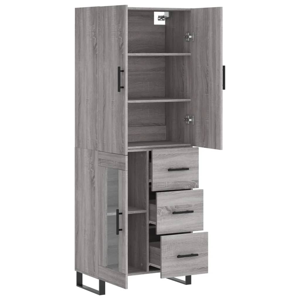 Highboard Grau Sonoma 69,5x34x180 cm Holzwerkstoff