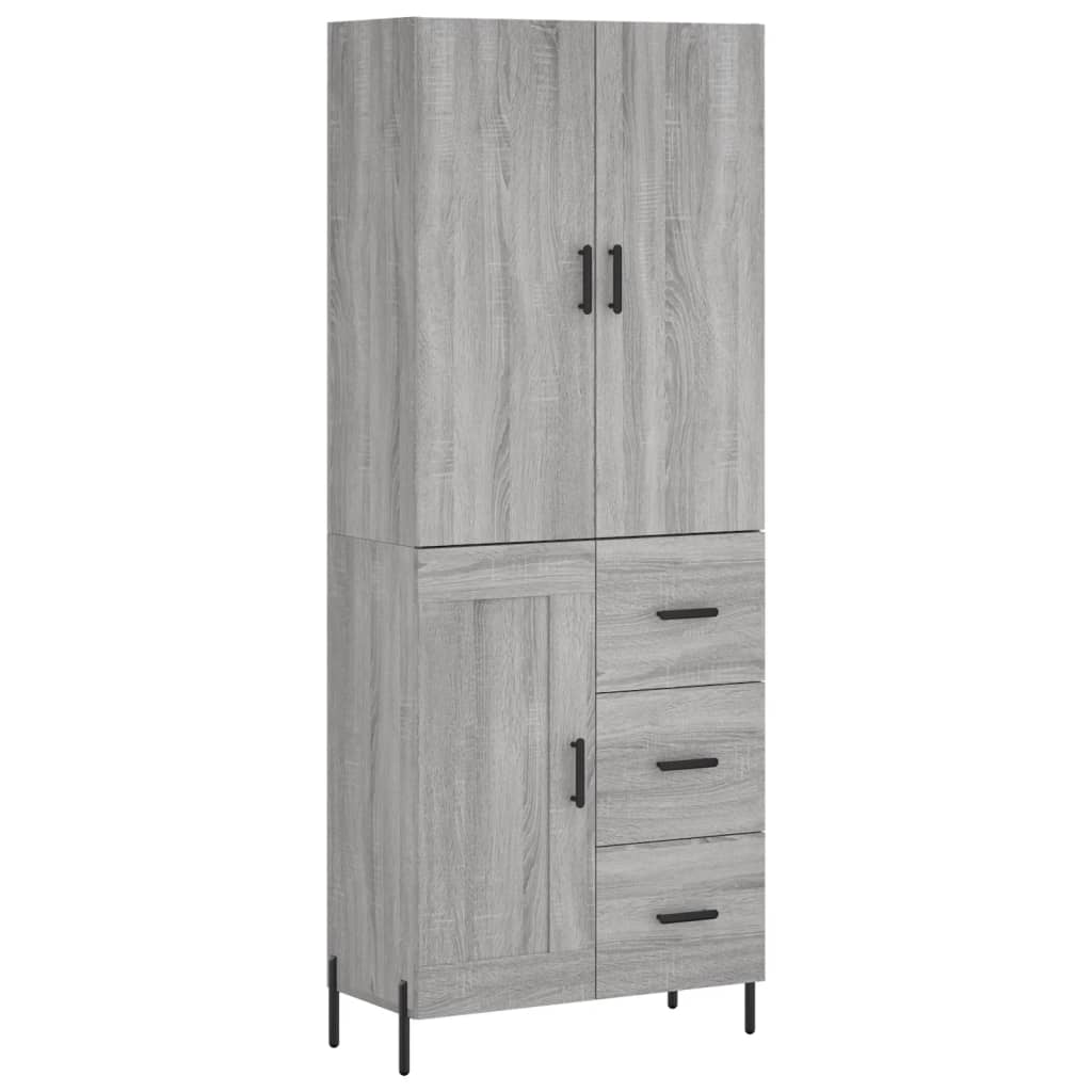 Highboard Grau Sonoma 69,5x34x180 cm Holzwerkstoff