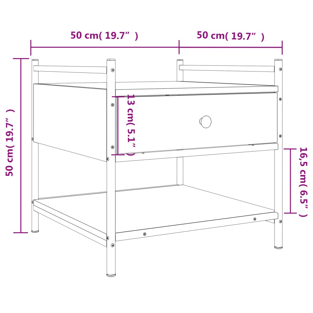Couchtisch Braun Eichen-Optik 50x50x50 cm Holzwerkstoff