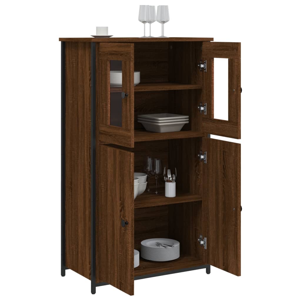 Highboard Braun Eichen-Optik 62x32x106,5 cm Holzwerkstoff
