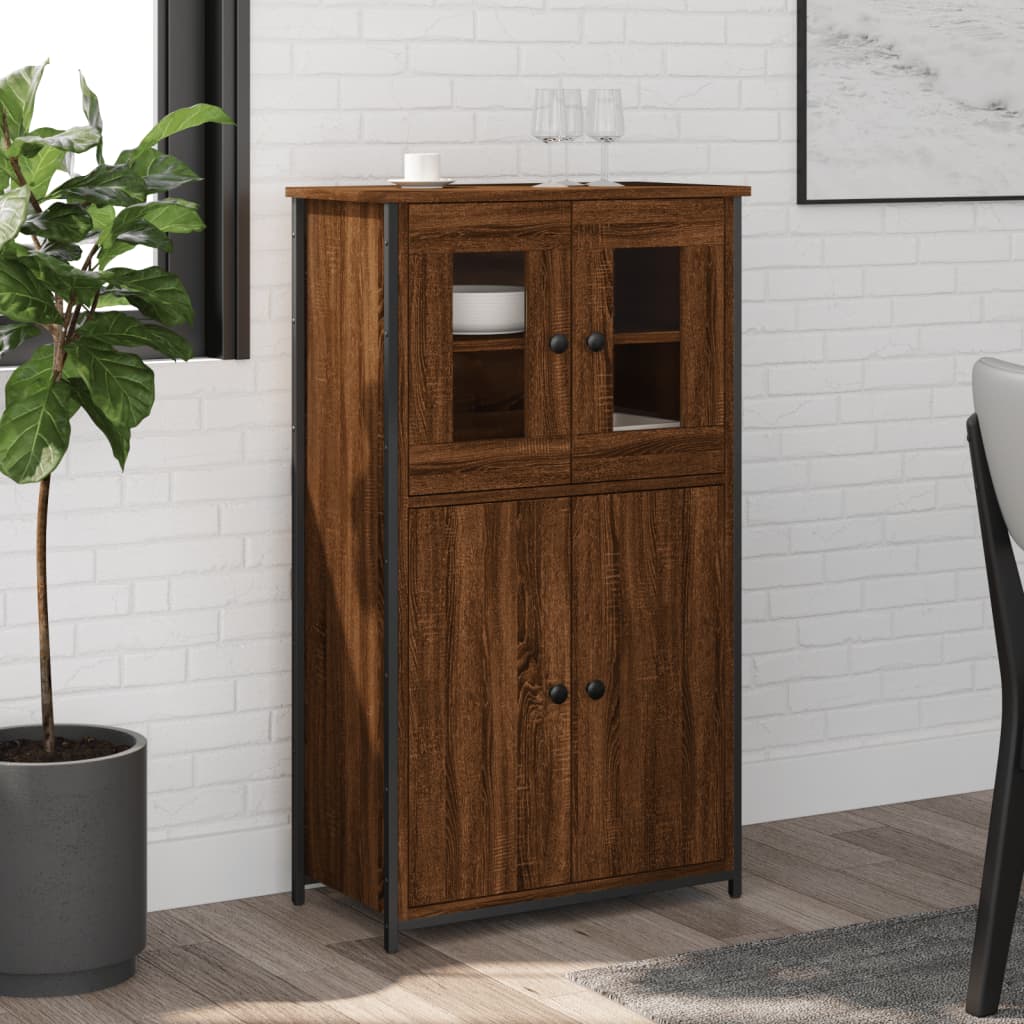 Highboard Braun Eichen-Optik 62x32x106,5 cm Holzwerkstoff