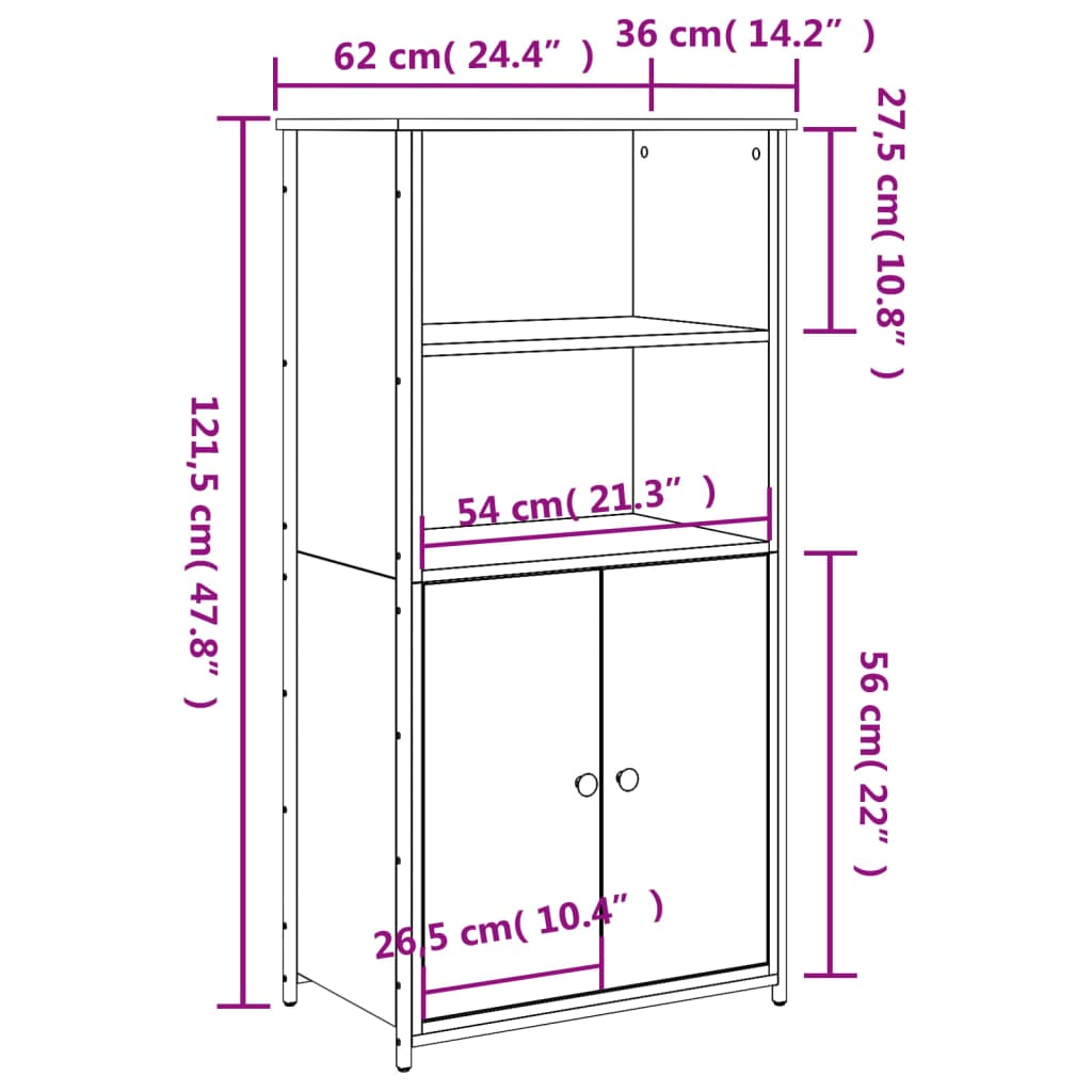 Highboard Schwarz 62x36x121,5 cm Holzwerkstoff