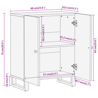 Thumbnail for Beistellschrank Braun und Schwarz 60x33,5x75cm Massivholz Mango
