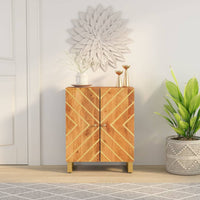 Thumbnail for Beistellschrank Braun und Schwarz 60x33,5x75cm Massivholz Mango