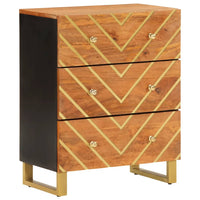 Thumbnail for Beistellschrank Braun und Schwarz 60x33,5x75cm Massivholz Mango