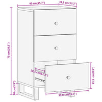 Thumbnail for Beistellschrank Braun und Schwarz 40x33,5x75 Massivholz Mango
