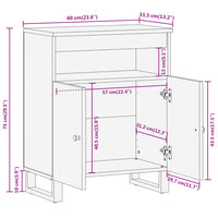 Thumbnail for Beistellschrank Braun und Schwarz 60x33,5x75cm Massivholz Mango