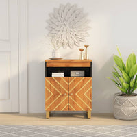 Thumbnail for Beistellschrank Braun und Schwarz 60x33,5x75cm Massivholz Mango