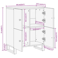 Thumbnail for Beistellschrank Braun und Schwarz 60x33,5x75cm Massivholz Mango