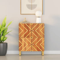 Thumbnail for Beistellschrank Braun und Schwarz 60x33,5x75cm Massivholz Mango
