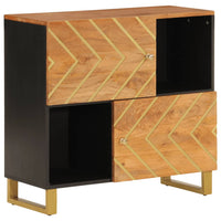 Thumbnail for Beistellschrank Braun und Schwarz 80x33,5x75 Massivholz Mango